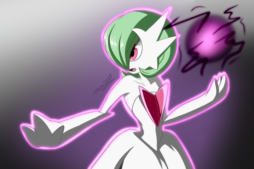 3_fingers angry female fighting_pose fingers green_hair hair not_furry open_mouth pose red_eyes shadow_ball solo cobra0281 nintendo pokemon generation_6_pokemon humanoid mega_evolution mega_gardevoir pokemon_(species) 2023 3:2 hi_res signature