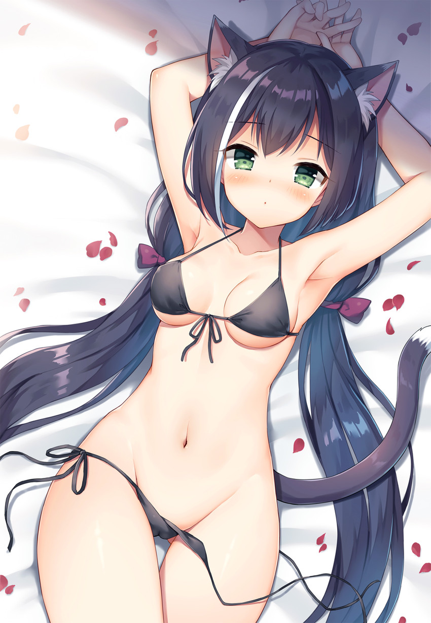 bikini black_hair breasts camel_toe clothed clothing female green_eyes hair navel partially_clothed solo swimwear two-piece_swimsuit mauve_(artist) cygames princess_connect! princess_connect!_re:dive karyl_(princess_connect!) animal_humanoid cat_humanoid felid felid_humanoid feline feline_humanoid humanoid mammal mammal_humanoid 2020 hi_res