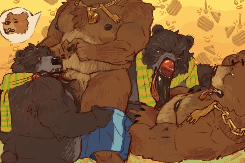 anthro anthro_on_anthro balls brown_body brown_fur duo erection fur genitals male male/male moobs nipples oral overweight overweight_male penis scarf avalath_tiger dreamworks puss_in_boots_(dreamworks) baby_bear_(puss_in_boots) papa_bear_(puss_in_boots) bear mammal 2024 hi_res father_(lore) father_and_child_(lore) father_and_son_(lore) incest_(lore) parent_(lore) parent_and_child_(lore) parent_and_son_(lore) son_(lore)