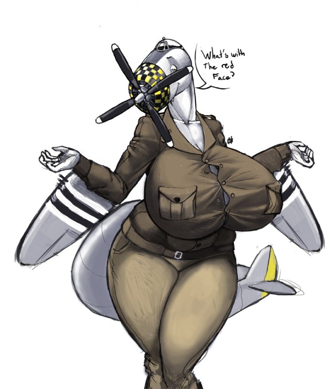 aircraft big_breasts breasts clothing fatigues female huge_breasts machine not_furry p-47 propeller simple_background solo tight_clothing vehicle white_background world_war_2 ndragon3 pauline_(ndragon3) humanoid living_aircraft living_machine living_vehicle p-47_thunderbolt 2016 hi_res