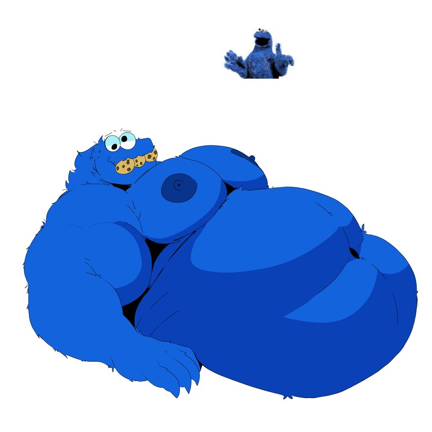 anthro belly big_belly big_moobs big_muscles big_nipples big_pecs blue_belly blue_body blue_fur cookie eating food food_in_mouth fur huge_belly male moobs musclegut muscular muscular_anthro muscular_male navel nipples obese obese_anthro obese_male overweight overweight_anthro overweight_male pecs simple_background solo white_background abbamusa410791 cookie_monster monster absurd_res half-length_portrait hi_res portrait reference_image