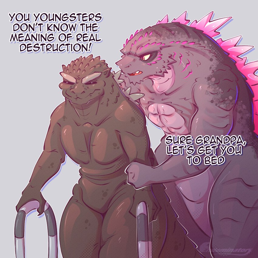 age_difference anthro claws dialogue duo elderly elderly_anthro elderly_male eyebrows featureless_crotch grey_background humor male muscular muscular_anthro muscular_male nude open_mouth scales simple_background square_crossover text thick_thighs walker walking endominator godzilla_(series) toho godzilla kaiju monster reptile scalie 1:1 2024 absurd_res english_text hi_res meme watermark grandchild_(lore) grandfather_(lore) grandfather_and_grandchild_(lore) grandfather_and_grandson_(lore) grandparent_(lore) grandparent_and_grandchild_(lore) grandson_(lore)