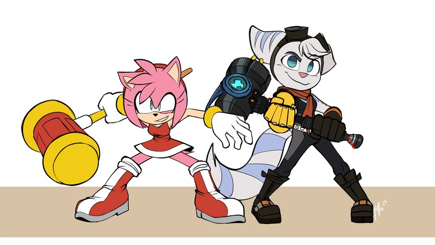 amy rose and rivet (sony interactive entertainment and etc) created by lettuce (artist)