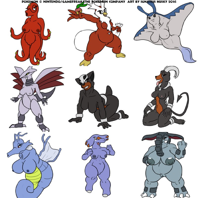 anthro anthrofied big_breasts breasts evolutionary_family female genitals level_difference muscular muscular_anthro muscular_female nipples non-mammal_breasts pokemorph pussy siphon_(anatomy) slightly_chubby solo wide_hips ignatius_husky mythology nintendo pokemon avian bird canid canid_demon canine cephalopod delibird demon donphan fish generation_2_pokemon hellhound houndoom houndour kingdra mammal mantine marine mollusk mythological_canine mythological_creature octillery phanpy pokemon_(species) proboscidean skarmory 1:1 multiple_images