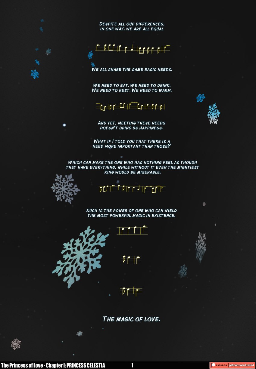 black_background dialogue lyrics music musical_note musical_symbol narrating simple_background snow snowflake snowing song symbol text zero_pictured chilllum friendship_is_magic hasbro my_little_pony the_princess_of_love absurd_res comic english_text hi_res