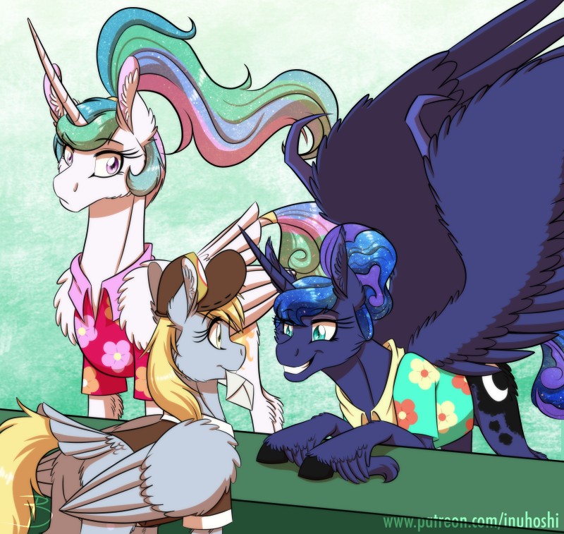 derpy hooves, princess celestia, and princess luna (friendship is magic and etc) created by inuhoshi-to-darkpen