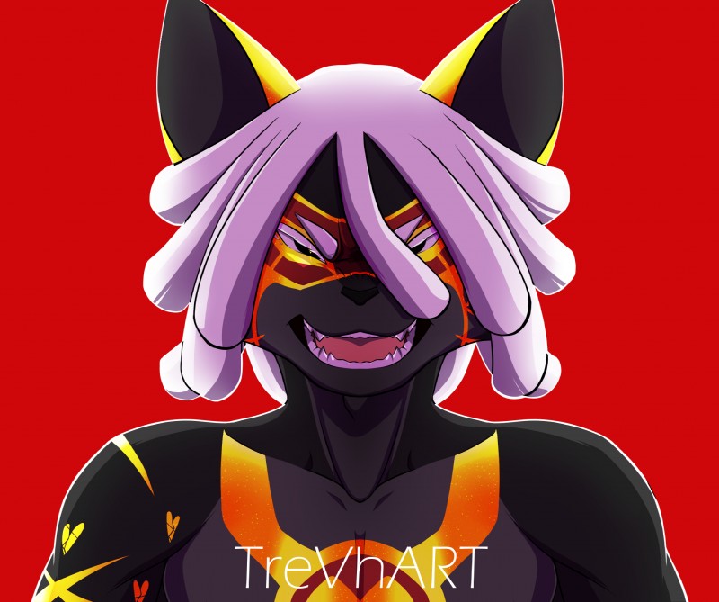 black_body black_fur divinity eyemask eyewear fur glistening glowing hair mask solo white_hair trevhart deity domestic_cat felid feline felis hybrid mammal procyonid raccoon digital_media_(artwork) hi_res