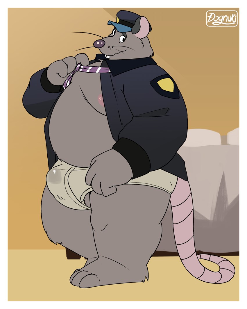 3_toes 4_fingers anthro bed belly big_belly bodily_fluids border buckteeth bulge clothed clothing feet fingers foot_tuft furniture genital_fluids grey_body hat headgear headwear heel_tuft kemono male moobs nipples open_clothing open_shirt open_topwear overweight overweight_male precum shirt solo teeth toes topwear tuft underwear undressing whiskers white_border realiron_(artist) brok_the_investigator cowcat_games guard_(brok_the_investigator) mammal murid murine rat rodent 2025 4:5 absurd_res hi_res