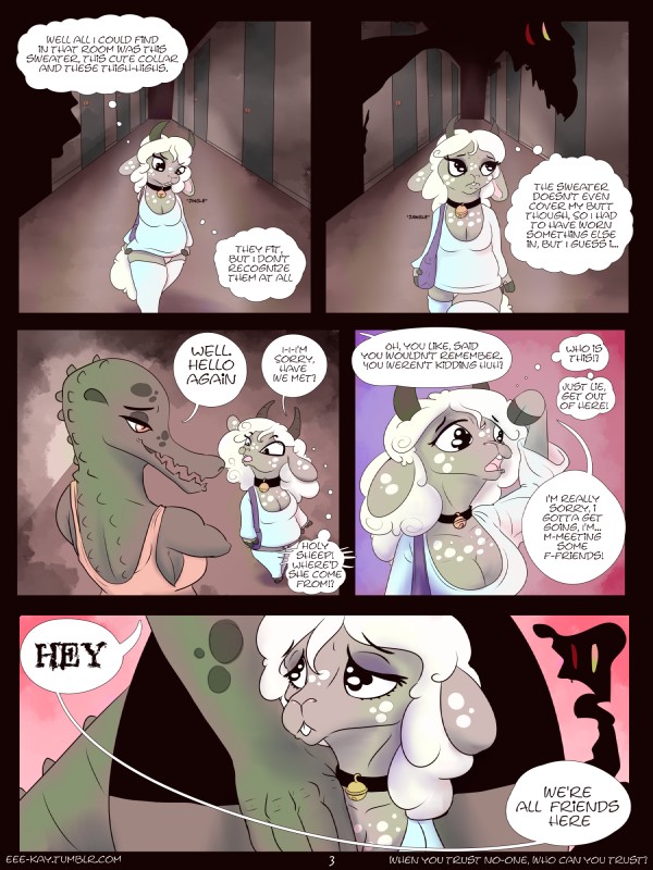 anthro breasts female slightly_chubby text eeekay delilah_(eeekay) fugue_(eeekay) bovid caprine crocodile crocodilian domestic_sheep mammal reptile scalie sheep 2017 3:4 comic digital_media_(artwork) english_text hi_res url