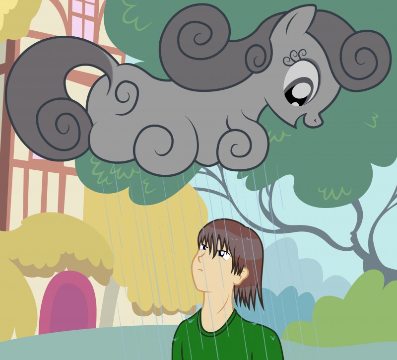 cloud cloud_pony duo female frown glare happy looking_down looking_up male ponification raincloud raindigo raining unimpressed wet badumsquish hasbro my_little_pony fan_character generic_messy_hair_anime_anon equid equine horse human mammal pony hi_res