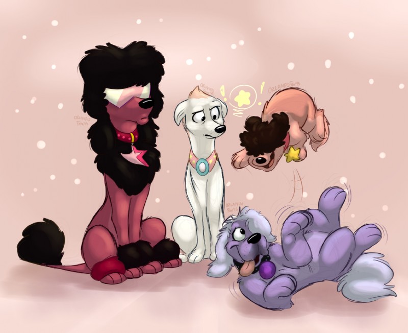 amethyst, garnet, pearl, and steven quartz universe (creative commons and etc) created by orlandofox
