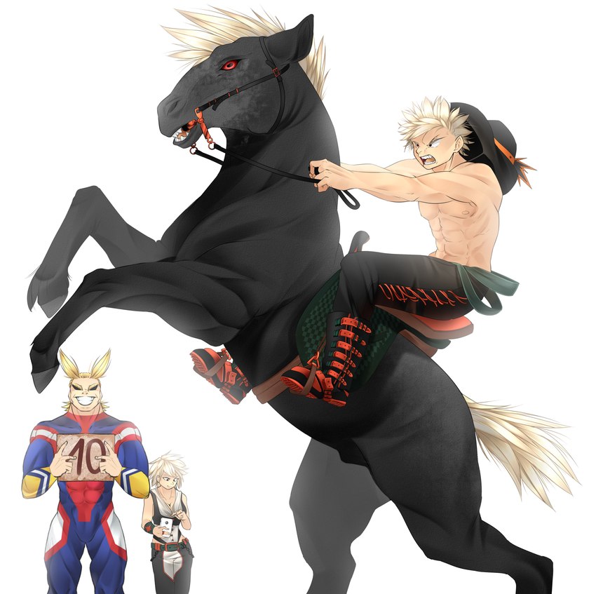 animal_genitalia bridle female feral fully_sheathed genitals group male mount quadruped reins riding rodeo saddle sheath byemyfriends my_hero_academia katsuki_bakugou mitsuki_bakugou toshinori_yagi equid equine horse human mammal absurd_res hi_res mother_(lore) mother_and_child_(lore) mother_and_son_(lore) parent_(lore) parent_and_child_(lore) parent_and_son_(lore) son_(lore)