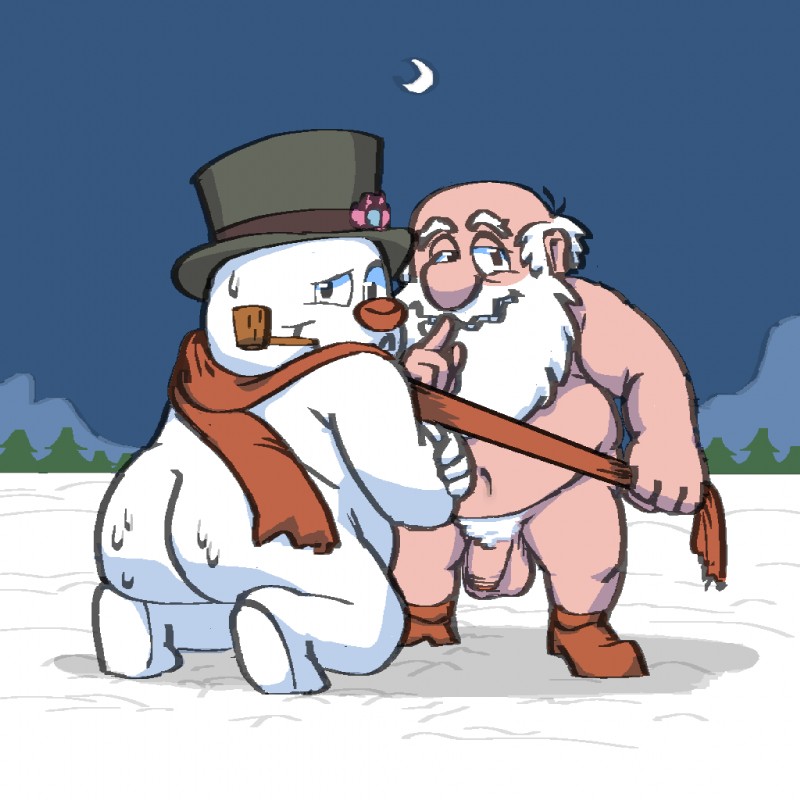 balls barazoku beard belly butt clothing duo facial_hair flaccid genitals hat headgear headwear holidays male navel night not_furry outside overweight overweight_male penis snow snowman saltshovel christmas frosty_the_snowman santa_claus elemental_creature elemental_humanoid human humanoid mammal mineral_fauna mineral_humanoid snow_creature snow_humanoid 1:1 2020