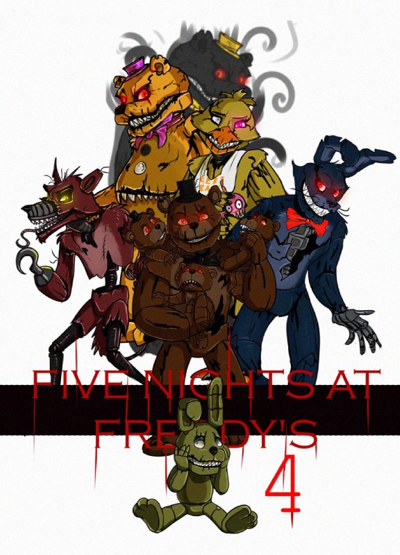 anthro belly_mouth bib bow_(feature) bow_tie button_(fastener) claws clothing dream exposed_endoskeleton glowing glowing_eyes group hat headgear headwear hook hook_hand machine nightmare pink_eyes plushie red_eyes sharp_teeth teeth top_hat yellow_eyes odu five_nights_at_freddy's five_nights_at_freddy's_4 scottgames freddles_(fnaf) nightmare_(fnaf) nightmare_bonnie_(fnaf) nightmare_chica_(fnaf) nightmare_cupcake_(fnaf) nightmare_foxy_(fnaf) nightmare_fredbear_(fnaf) nightmare_freddy_(fnaf) plushtrap_(fnaf) animatronic avian bear bird canid canine chicken fox galliform gallus_(genus) lagomorph leporid mammal phasianid rabbit robot hi_res