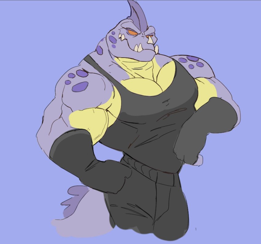 anthro biceps clothing gloves handwear male muscular muscular_anthro muscular_male pecs purple_body red_eyes shirt smile solo tank_top teeth top_heavy topwear crimenes insomniac_games ratchet_and_clank sony_corporation sony_interactive_entertainment alien extraterrestrial lizard reptile scalie thugs-4-less