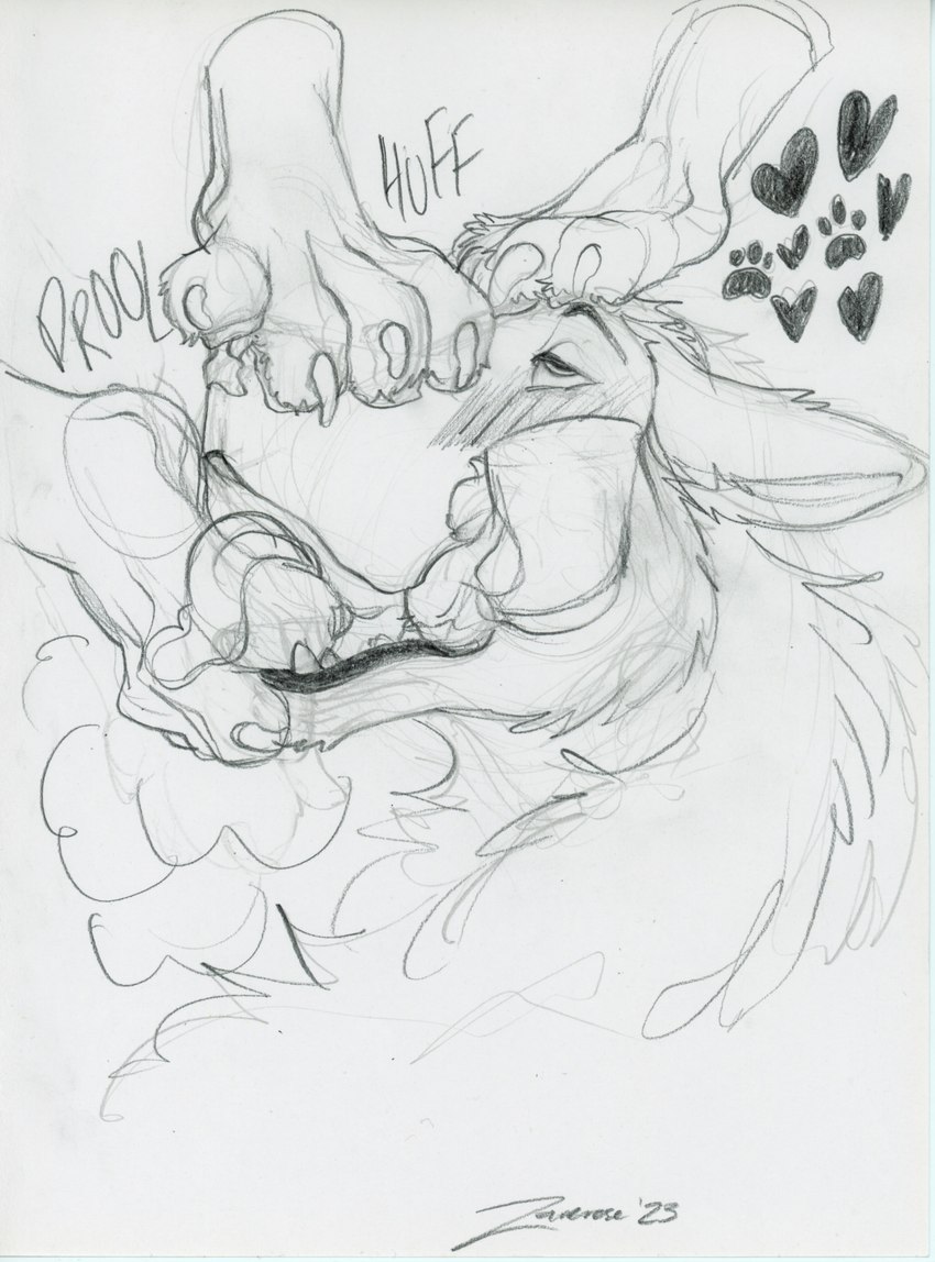 4_toes 5_toes ahegao ambiguous/ambiguous ambiguous_gender anthro aroused barefoot bedroom_eyes biped blush blush_lines bodily_fluids breath breathing breathing_noises claws curling_toes digitigrade disembodied_head dominant dominant_ambiguous dripping drooling duo ears_back ears_down eye_roll eyebrows faceless_ambiguous faceless_character fangs feet female feral finger_claws fluffy flustered foot_fetish foot_focus foot_in_mouth foot_lick foot_on_face foot_on_head foot_play foot_sniffing footprint fur group half-closed_eyes happy heart_after_text heart_reaction heart_symbol hearts_around_head hindpaw humanoid_feet inner_ear_fluff licking licking_lips licking_own_lips lips looking_pleasured looking_up markings moan mostly_offscreen_character motion_lines musk narrowed_eyes neck_tuft onomatopoeia open_mouth open_smile panting pawpads pawprint paws petting pivoted_ears plantigrade purring saliva saliva_drip saliva_on_tongue saliva_string seductive sharp_teeth simple_background smile sniffing snout soles solo solo_focus sound_effects spread_toes steam stepped_on submissive teasing teeth teeth_showing text text_with_heart toe_claws toes tongue tongue_out tuft whiskers white_background worship zaverose mythology canid canine canis domestic_dog dragon fox furred_dragon furred_scalie herding_dog hybrid mammal mythological_creature mythological_scalie pastoral_dog scalie wolf 2025 absurd_res black_and_white dated english_text graphite_(artwork) greyscale guide_lines headshot_portrait hi_res monochrome portrait signature sketch traditional_media_(artwork)