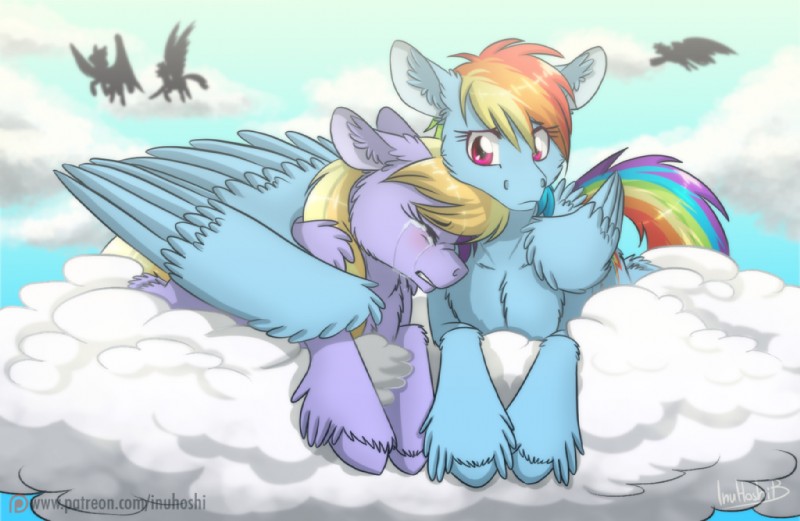 blue_body blue_feathers bodily_fluids crying duo_focus feathered_wings feathers female feral group sad tears wings inuhoshi-to-darkpen friendship_is_magic hasbro my_little_pony mythology cloud_kicker_(mlp) rainbow_dash_(mlp) equid equine horse mammal mythological_creature mythological_equine pegasus pony 2016