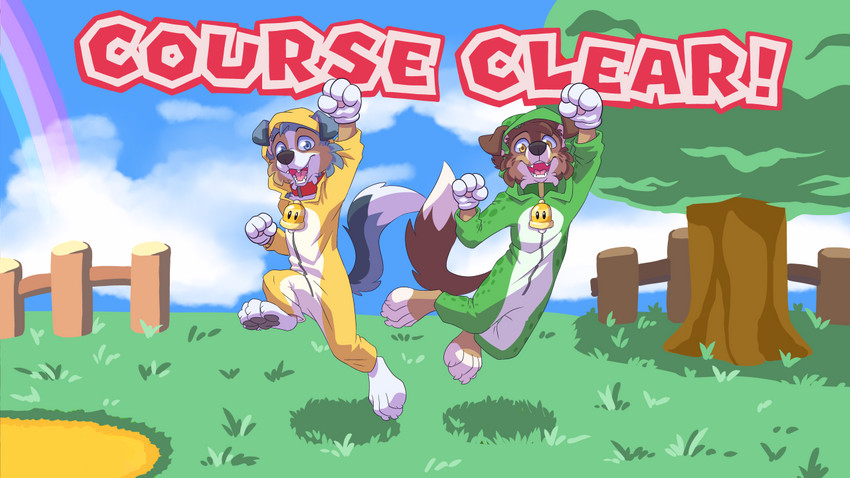 anthro blue_eyes brown_eyes cat_costume clothed clothing costume duo grass male outside plant spots tree tim_weeks mario_bros nintendo savestate super_mario_3d_world kade_(savestate) nicole_(savestate) australian_shepherd blue_merle canid canine canis domestic_dog herding_dog mammal pastoral_dog red_merle sheepdog 16:9 widescreen brother_(lore) brother_and_sister_(lore) sibling_(lore) sister_(lore)