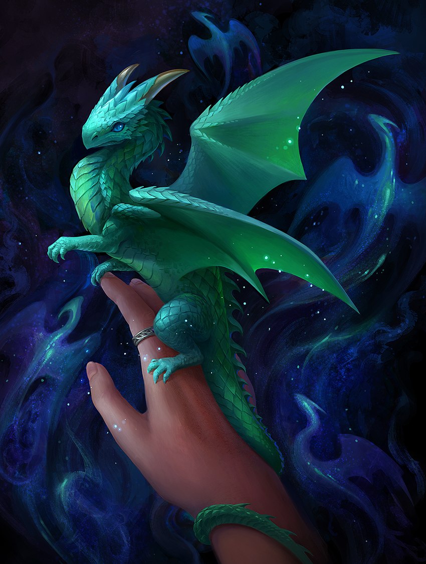 5_fingers ambiguous_gender blue_eyes claws duo_focus feral fingers green_body green_membrane green_scales group hand_shot horn membrane_(anatomy) membranous_wings scales spines tail wings sandara european_mythology mythology dragon mythological_creature mythological_scalie scalie spirit western_dragon 2022 digital_media_(artwork) digital_painting_(artwork) hi_res