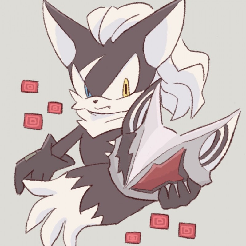 anthro black_body black_fur clothing dreadlocks eye_scar facial_scar fur gloves grey_background handwear heterochromia holding_object male mask neck_tuft scar simple_background solo tuft white_body white_fur buke3jp sega sonic_forces sonic_the_hedgehog_(series) infinite_(sonic) canid canine canis jackal mammal 1:1