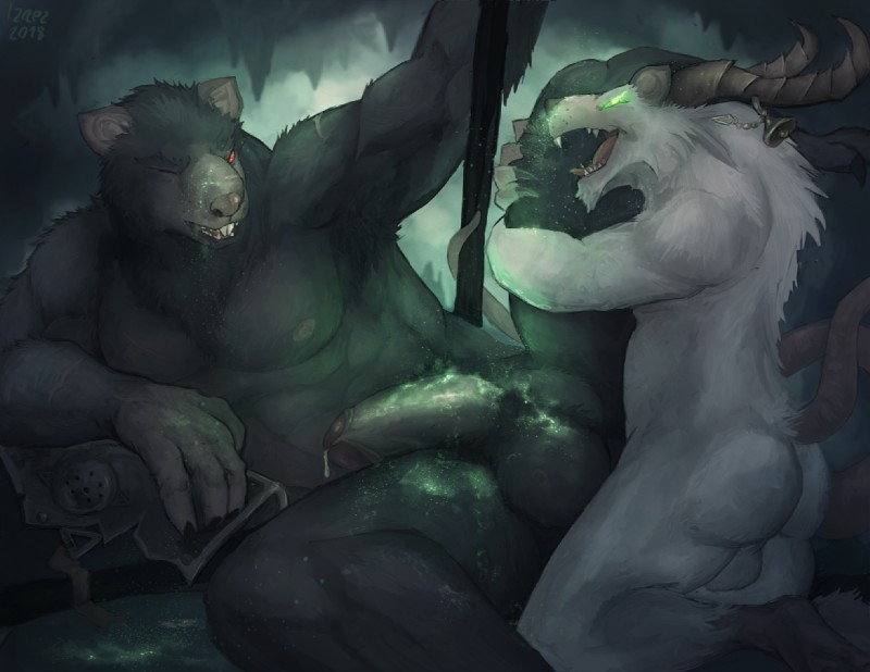 anal anal_penetration anthro anthro_on_anthro backsack balls biceps big_balls big_penis black_balls black_body black_fur claws drugs duo erection foreskin fur genitals green_eyes humanoid_genitalia humanoid_penis intraspecies larger_male larger_penetrated male male/male male_penetrated male_penetrating male_penetrating_male muscular muscular_male nipples nude one_eye_closed open_mouth pecs penetration penis red_eyes sex sharp_teeth size_difference small_dom_big_sub smaller_male spread_legs spreading teeth tongue vein veiny_penis warpstone white_balls white_body white_fur izrez warhammer_(franchise) warhammer_fantasy grey_seer stormvermin mammal rodent skaven 2018