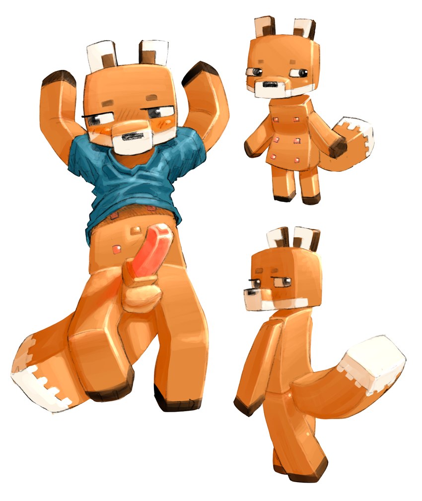 anthro balls clothing fur genitals male nipples orange_body orange_fur penis simple_background solo tail catfistingparty_(artist) microsoft minecraft mojang xbox_game_studios canid canine fox fox_(minecraft) mammal digital_drawing_(artwork) digital_media_(artwork) hi_res shaded