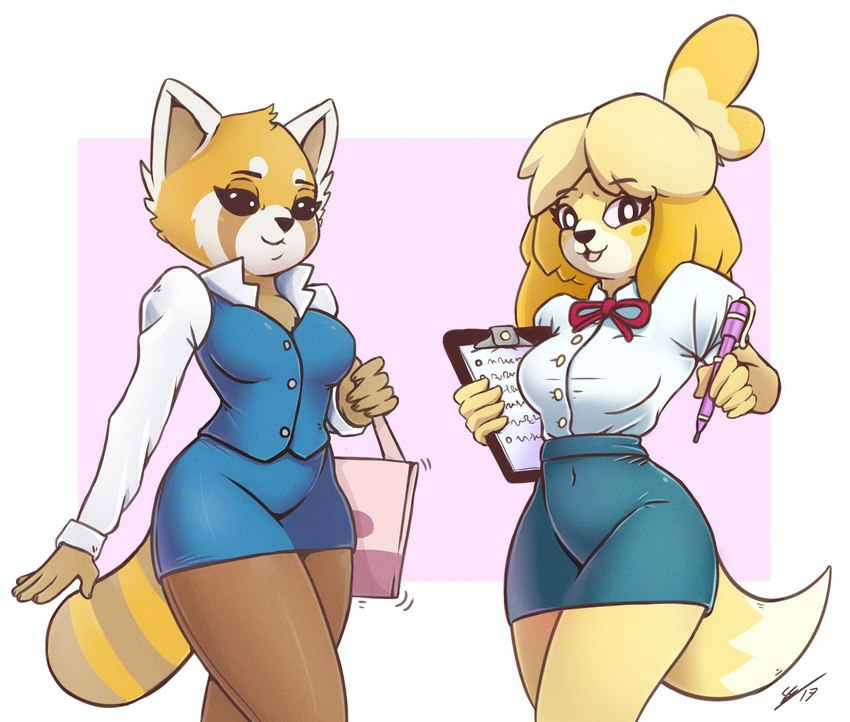 isabelle and retsuko (animal crossing and etc) created by secretly saucy