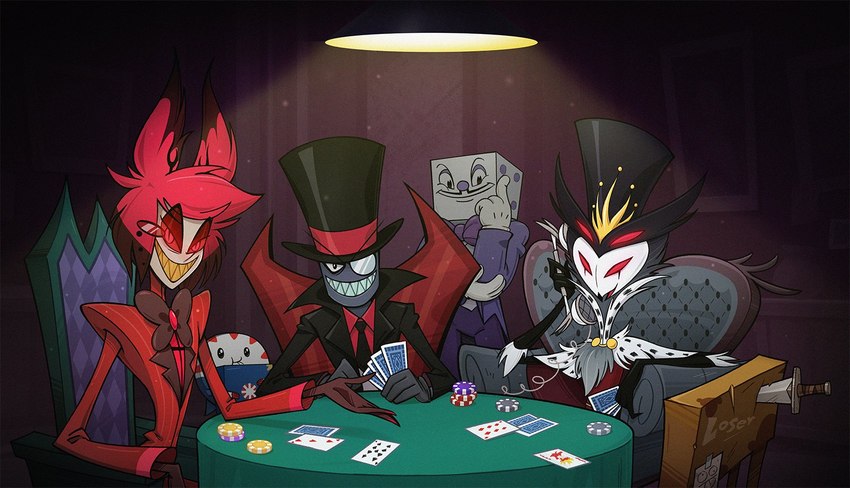 alastor, black hat, king dice, peppermint butler, and stolas (villainous (series) and etc) created by xszwhr
