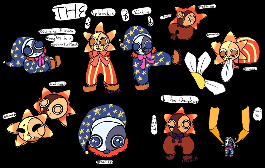 blank_expression blank_stare chibi clown fangs group jester machine male silly teeth text trio caloxya five_nights_at_freddy's five_nights_at_freddy's:_security_breach scottgames steel_wool_studios daycare_attendant_(fnaf) eclipse_(fnaf) moon_(fnaf) sun_(fnaf) animatronic humanoid robot alpha_channel colored_sketch english_text meme sketch