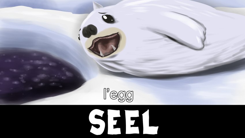 ambiguous_gender black_eyes dialogue feral fur ice looking_at_viewer open_mouth solo teeth text tongue water white_text ergomancy nintendo pokemon generation_1_pokemon mammal marine pinniped pokemon_(species) seal seel 16:9 2020 colored digital_drawing_(artwork) digital_media_(artwork) english_text hi_res meme shaded species_name widescreen