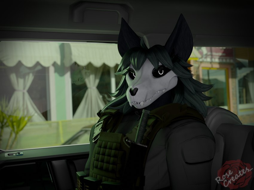 anthro black_body black_fur bone bulletproof_vest car clothed clothing detailed_background female fur hair inside inside_car inside_vehicle knife looking_at_viewer plate_carrier pupils skull skull_head solo topwear vehicle white_pupils da.nilkaz rosecreates activision call_of_duty call_of_duty:_modern_warfare_ii ghost_staring scp_foundation scp-1471-a scp-1471-a_(da.nilkaz) canid canine malo mammal monster skulldog_(species) 3d_(artwork) 4:3 blender_(artwork) digital_media_(artwork) hi_res