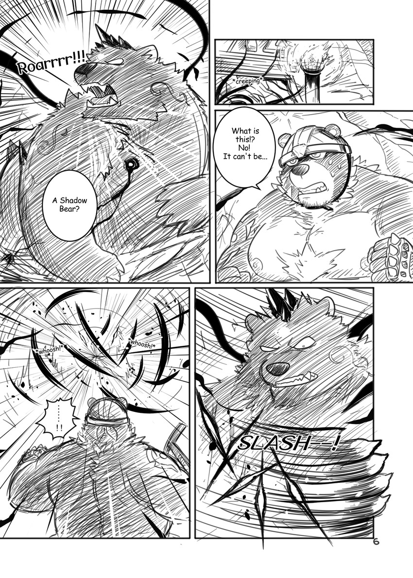 angry anthro armor dialogue hard_hat headgear helmet humanoid_hands kemono male moobs nipples overweight overweight_male teeth text mtflying30371 bear mammal 2020 comic english_text hi_res monochrome