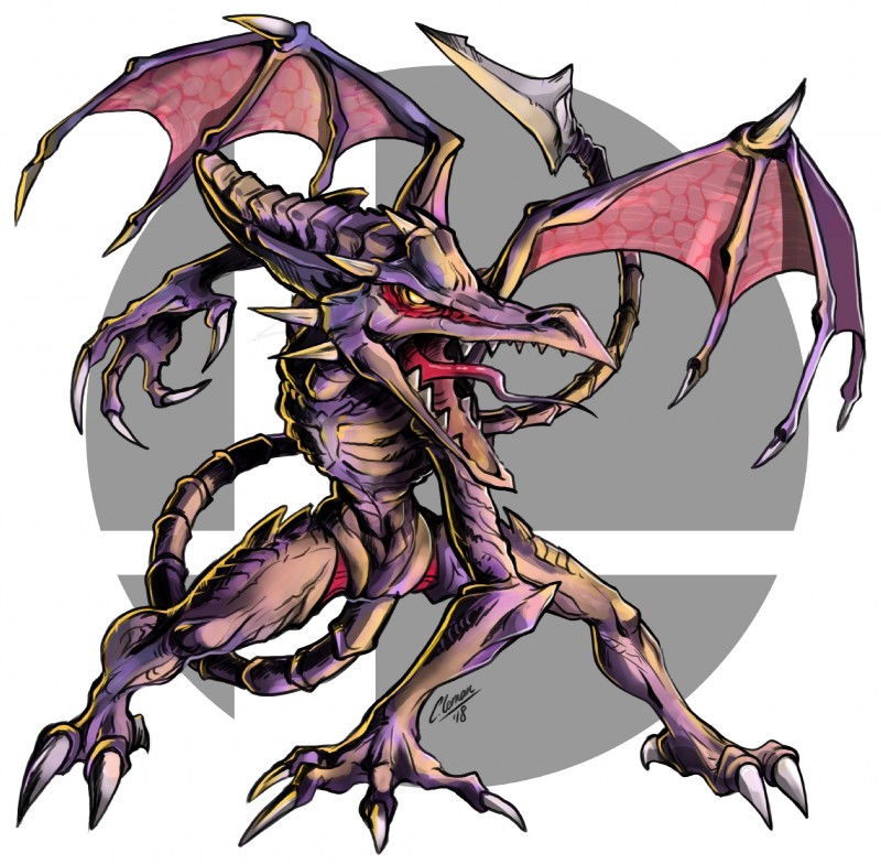 abs barefoot claws feet feral male nude open_mouth pose rib_lines sharp_teeth skinny solo spikes spread_legs spreading tail teeth toe_claws tongue tongue_out wings yellow_eyes cathianemelian metroid mythology nintendo super_smash_bros. super_smash_bros._ultimate ridley alien dragon mythological_creature mythological_scalie scalie space_dragon_(metroid) hi_res