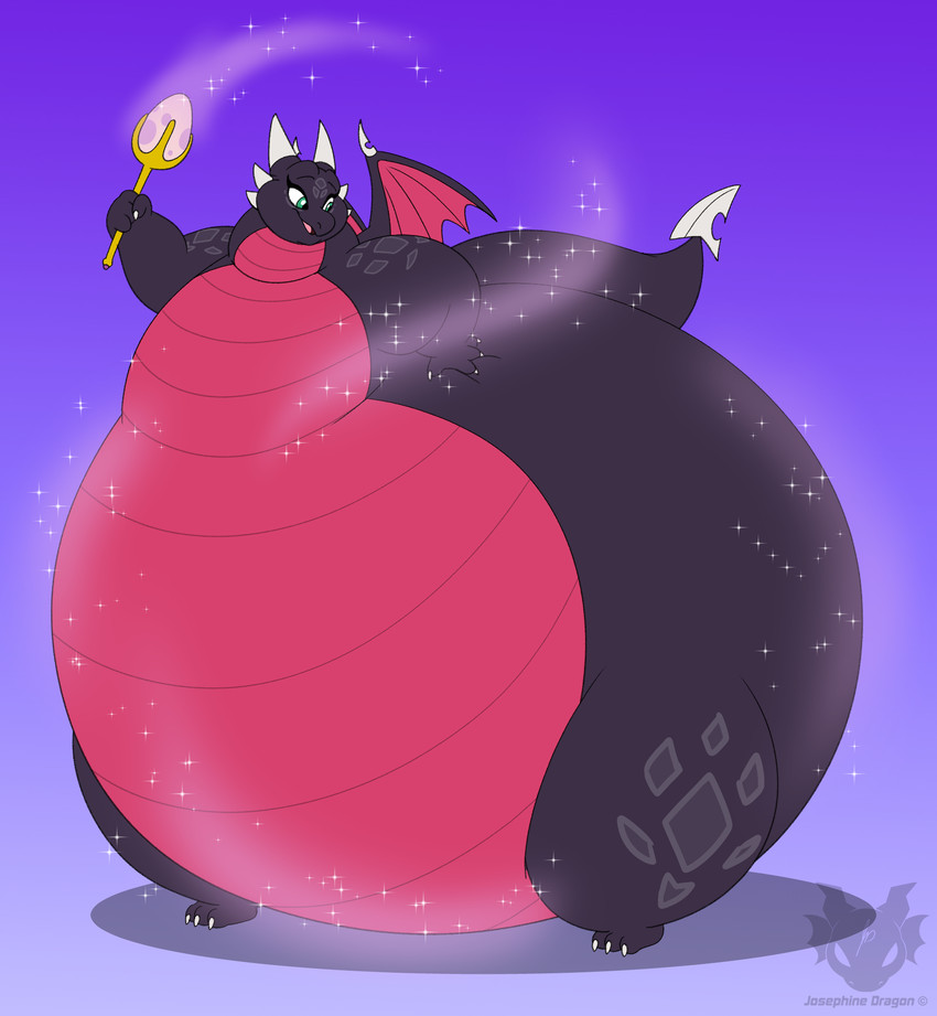 anthro belly belly_expansion big_belly big_butt big_tail black_body black_mouth black_tail black_wings butt butt_expansion butt_squish claws egg expansion eyelashes female green_eyes hand_on_butt hand_on_own_butt holding_wand horn huge_belly huge_butt huge_tail huge_thighs hyper hyper_belly hyper_butt hyper_pear hyper_thighs logo looking_at_butt looking_at_own_butt looking_back looking_back_at_self magic magic_wand monobutt morbidly_obese morbidly_obese_anthro morbidly_obese_female multicolored_body obese obese_anthro obese_female open_mouth open_smile overweight overweight_anthro overweight_female pink_body pink_tongue purple_background simple_background smile solo spikes spikes_(anatomy) squish tail text thick_thighs three-quarter_view tongue two_tone_body wand weight_gain white_horn wings jouigidragon activision mythology spyro_the_dragon cynder dragon mythological_creature mythological_scalie scalie 2026 artist_logo artist_name colored digital_media_(artwork) flat_colors hi_res
