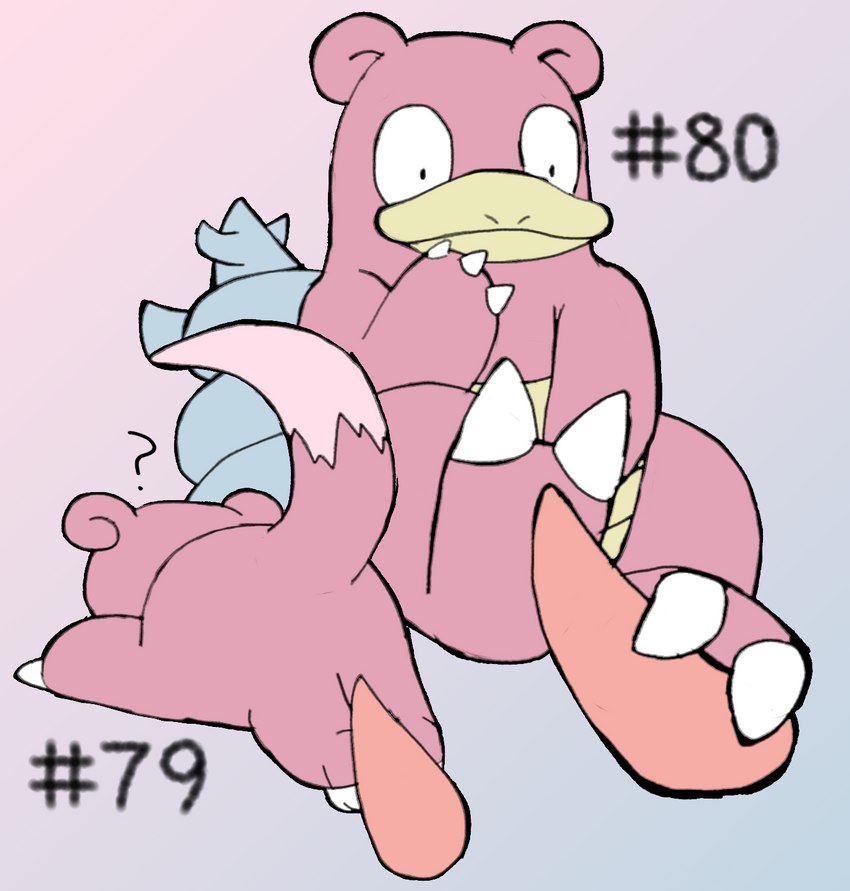 1_toe 2_toes ambiguous_gender duo_focus erection feet feral foot_fetish foot_play footjob genitals group hashtag id_number male number paws penis pink_body question_mark sex simple_background tapering_penis text toes secretsableye nintendo pokemon generation_1_pokemon pokemon_(species) slowbro slowpoke 2023 digital_media_(artwork) hi_res