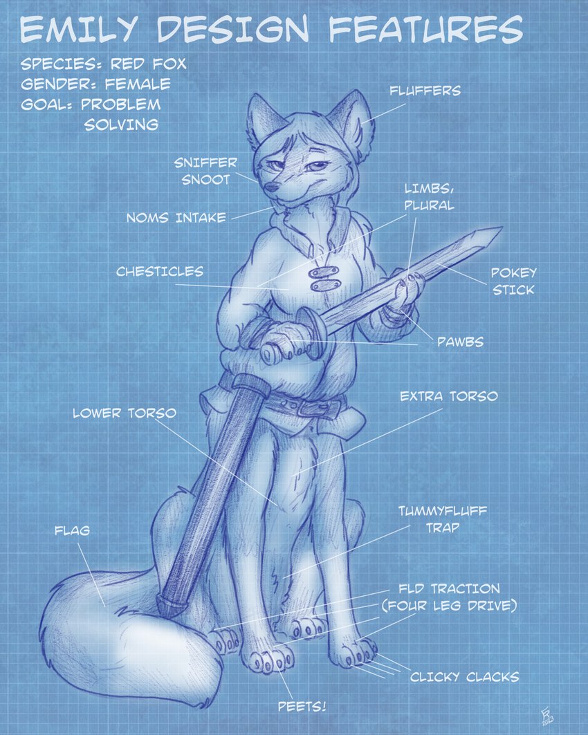 belt bottomless bottomless_female bottomless_taur breasts claws clothed clothing dipstick_tail female fur hair markings melee_weapon sword tail tail_markings toe_claws weapon flinters emily_(tyvulpine) canid canid_taur canine canine_taur fox fox_taur mammal mammal_taur taur 2023 4:5 blue_and_white hi_res monochrome