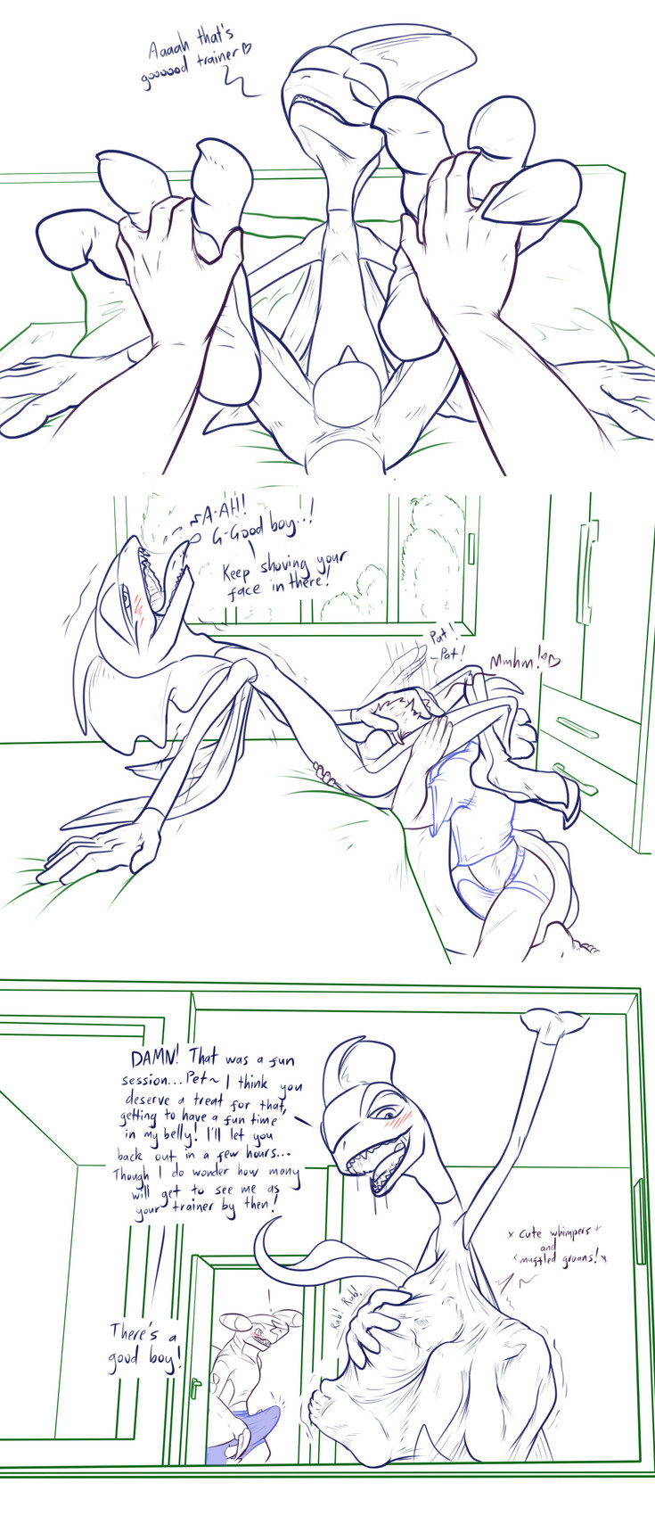 3_toes abdominal_bulge anal anthro anthro_pred arm_over_head arms_above_head aroused balls bed bedroom belly belly_rub big_balls big_belly big_bulge big_penis big_tail blush bodily_fluids bottomwear bulge bulge_in_face bulge_nuzzling clothed clothing cum curled_up detailed_bulge dialogue doorway drooling duo endosoma enjoying erection eyes_closed face_imprint featureless_crotch feet fingers first_person_view foot_fetish foot_focus furniture gasp genital_fluids genitals groan half-closed_eyes hand_on_belly hand_on_head hand_on_leg hand_on_thigh head_between_legs head_between_thighs head_imprint headpat heart_symbol holding_paws huge_balls huge_bulge huge_penis human_prey imprint interspecies jockstrap kneeling leaning leaning_backward leg_squeeze long_tongue looking_pleasured lying male male/male male_anthro male_pred masturbation moan muffled narrowed_eyes null null_bulge on_back on_bed open_mouth oral_vore patting paws penis pokephilia pov_hands predator/prey prey_imprint prey_outline relieved revealing_outfit rubbing_paws rumbling_stomach safe_vore saliva same_size_vore seductive shake shaking shirt shivering shorts size_difference skimpy soft_vore soles sound_effects squirming stretchy_belly struggling struggling_prey sultry_gaze surprised swallowing tail talking_to_another talking_to_partner teeth tenting text thigh_squeeze tight_belly tight_bottomwear tight_bulges tight_clothing tight_shorts tight_underwear toes tongue tongue_out topwear trainer trainer_role_reversal underwear vore willing_prey window conditional_dnp samagthrav2 nintendo pokemon inteleon_(bjdadcs) paul_(samagthrav2) tame garchomp generation_4_pokemon generation_8_pokemon human inteleon mammal pokemon_(species) reptile scalie absurd_res comic digital_media_(artwork) english_text hi_res sketch