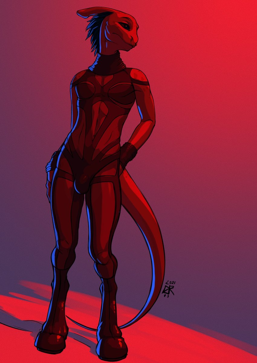 anthro male red_background simple_background solo tail ldr lizard reptile scalie 2021 digital_media_(artwork) hi_res