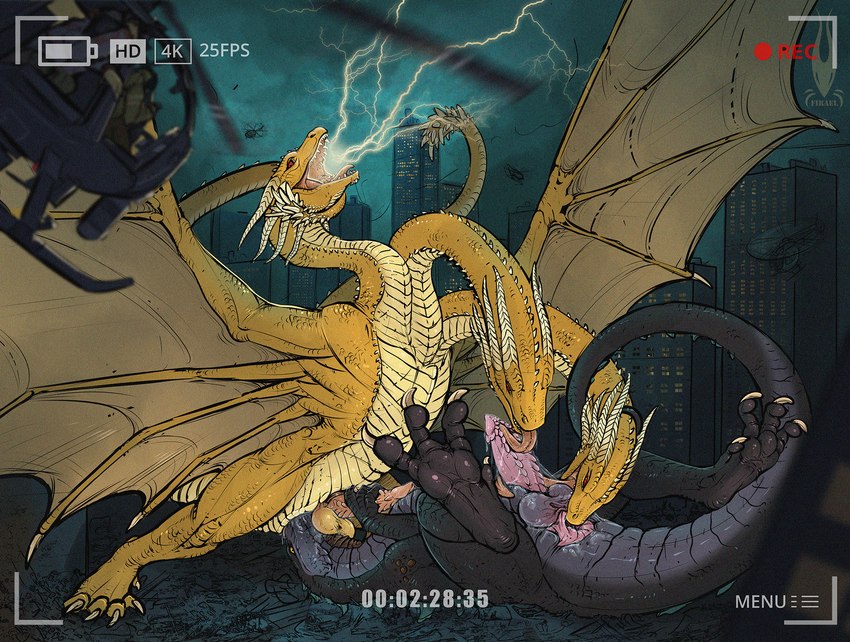king ghidorah and zilla (european mythology and etc) created by firael