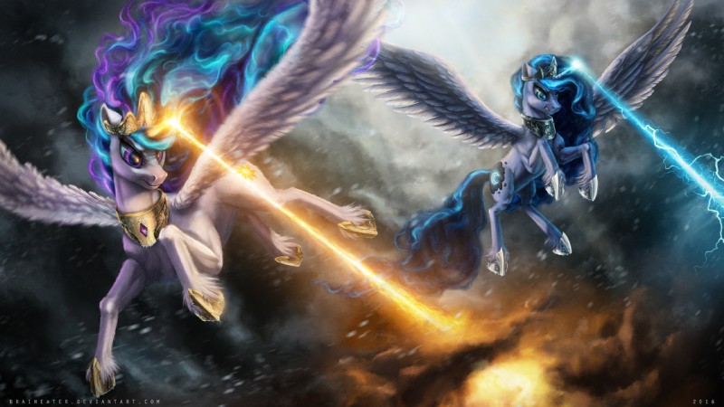 princess celestia and princess luna (friendship is magic and etc) created by bra1neater