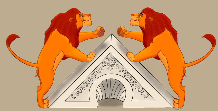 architecture balls barefoot classical_architecture erection feet feral genitals long_tail male mature_feral mature_male nude paws penis rosette side_view tail tail_tuft tuft disney the_lion_king mufasa felid lion mammal pantherine hi_res