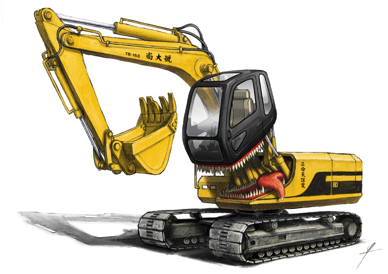 ambiguous_gender backhoe_(vehicle) construction construction_equipment construction_vehicle excavator machine not_furry sharp_teeth solo teeth tongue tongue_out vehicle what what_has_science_done why ldt dire_machine dire_vehicle living_machine living_vehicle mimic monster