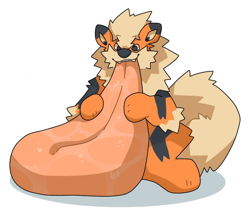 big_tongue black_body black_fur bodily_fluids fur holding_tongue hyper hyper_tongue long_tongue orange_body orange_fur saliva saliva_on_tongue simple_background sitting smile tongue tongue_fetish tongue_out white_background wide_tongue pechaberry nintendo pokemon arcanine generation_1_pokemon pokemon_(species) digital_media_(artwork) hi_res