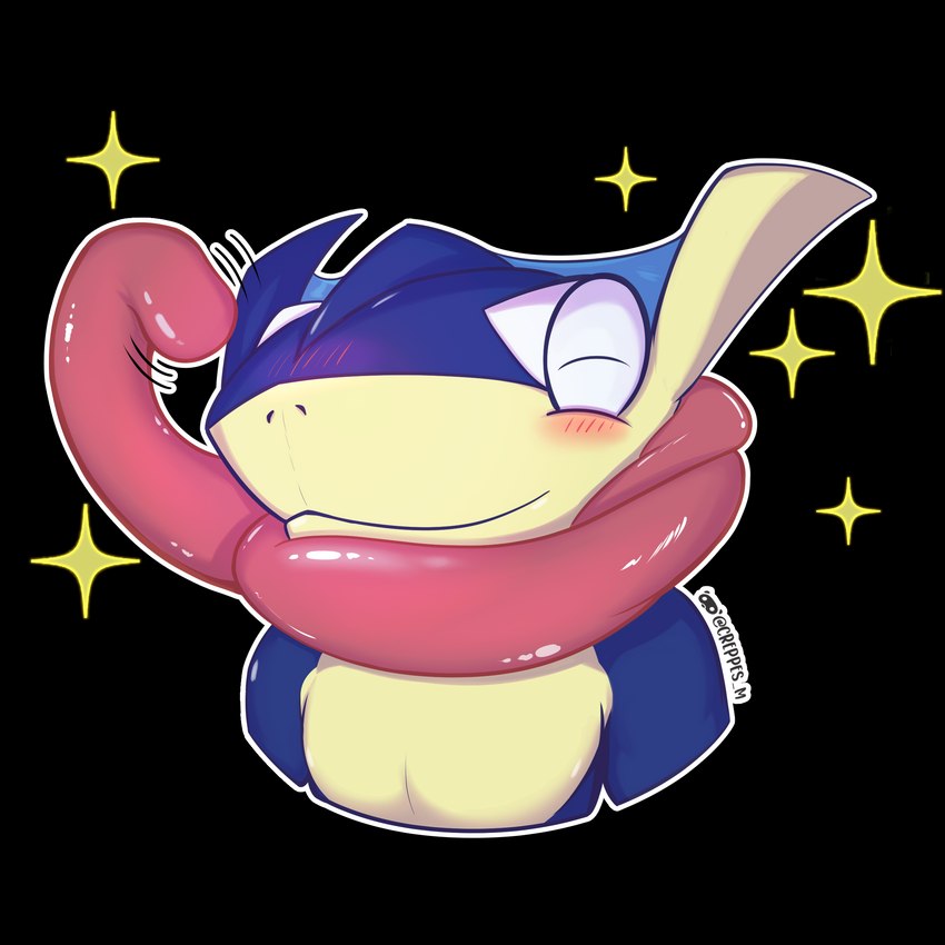 anthro blue_body blush blush_stickers happy long_tongue male smile solo sparkles telegram_sticker tongue tongue_out krepht game_freak nintendo pokemon amphibian gecko generation_6_pokemon greninja lizard pokemon_(species) reptile scalie 1:1 absurd_res alpha_channel hi_res