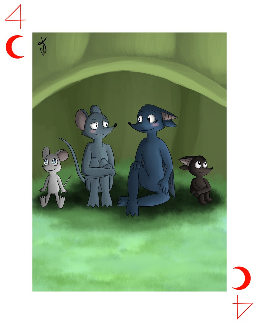 anthro card card_template custom_cards female group male plant playing_card playing_card_template sitting sitting_on_ground tree young young_anthro shiromon999 angel_in_the_forest larry_(yinller) montimer_(yinller) richie_(yinller) ronnie_(yinller) bat mammal mouse murid murine rodent 4:5 absurd_res hi_res