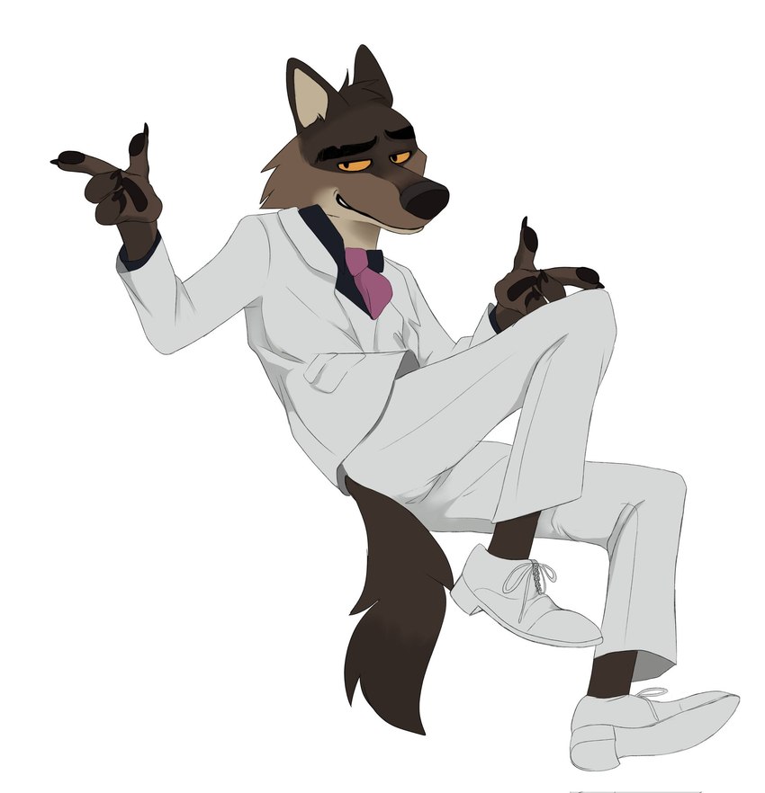 anthro bottomwear clothing fist footwear lidded_eyes male male_anthro orange_background pants running shoes simple_background solo suit white_clothing skullsbesan dreamworks the_bad_guys mr._wolf_(the_bad_guys) canid canine canis mammal wolf 2021 hi_res