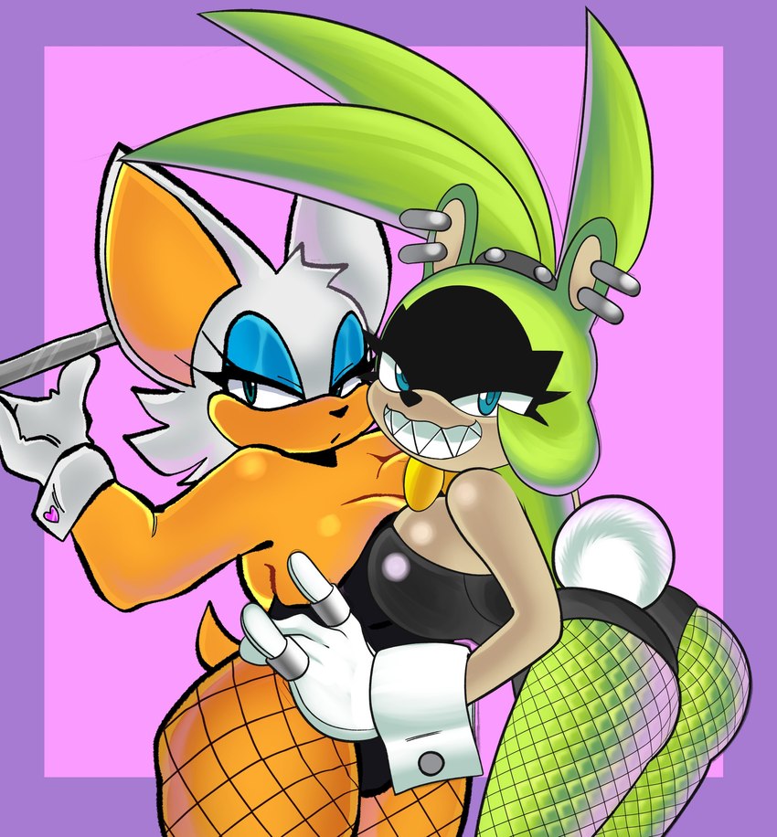 anthro big_breasts breasts bunny_costume cleavage clothed clothing costume duo female lattebunss maniacxvii idw_publishing sega sonic_the_hedgehog_(comics) sonic_the_hedgehog_(idw) sonic_the_hedgehog_(series) rouge_the_bat surge_the_tenrec afrosoricid bat mammal tenrec absurd_res artist_collaboration hi_res