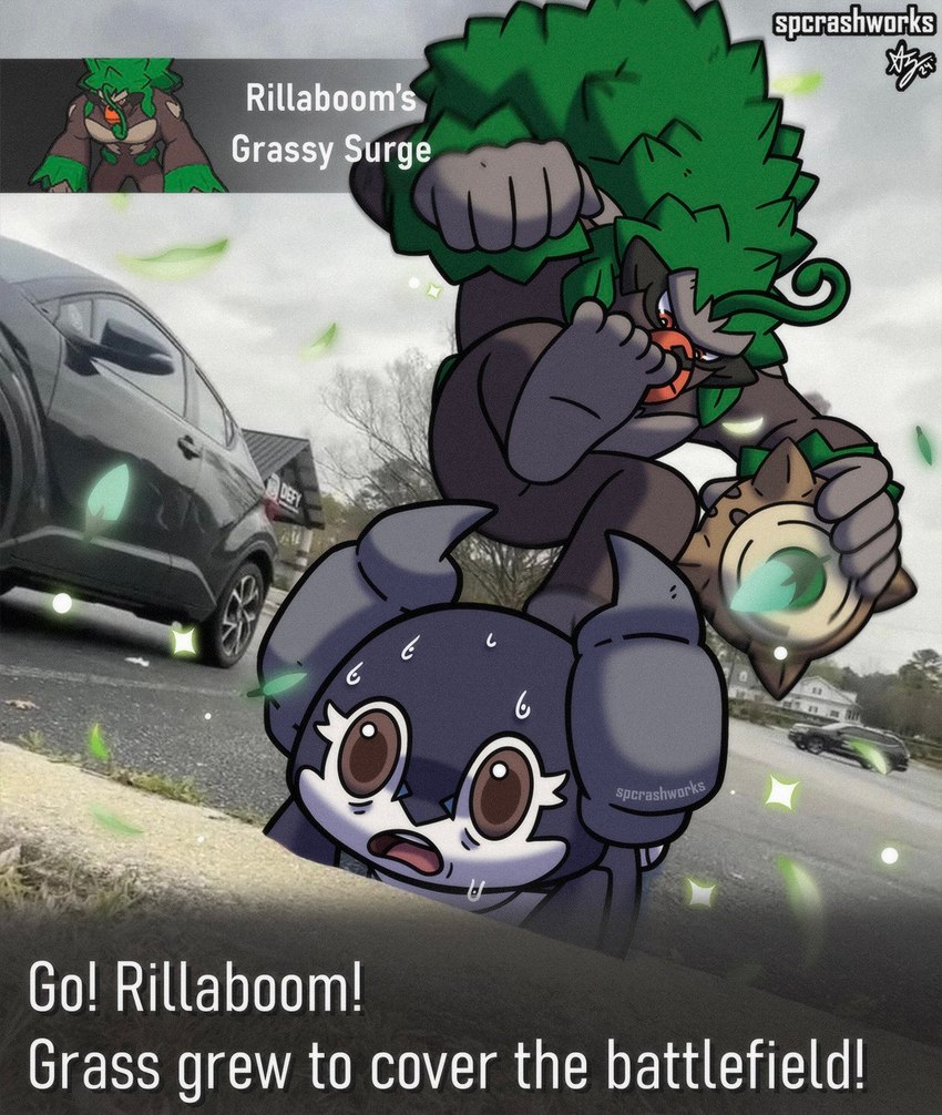 2_horns 5_fingers 5_toes ability_(pokemon) ahoge ambiguous_anthro ambiguous_gender anthro barefoot black_nose bodily_fluids brown_eyes car countershading curb_stomping duo emanata exclamation_point eye_markings eyebrows eyelashes feet female female_humanoid fingers fur gameplay_mechanics glistening glistening_eyes grass green_emanata green_leaves grey_body grey_countershading grey_eyebrows grey_feet grey_hands grey_horn hair horn imminent_danger interjection larger_ambiguous larger_anthro leaf leaf_hair markings nervous_sweat no_pupils no_sclera open_mouth outside photo_background plant plant_hair pokemon_battle pseudo_hair pupils purple_body purple_fur red_eyes scared sidewalk size_difference smaller_female smaller_humanoid sparkles sweat text toes unibrow vehicle violence white_body white_countershading white_eyelashes white_pupils white_text wood spcrashworks defy_trampoline_parks nintendo pokemon generation_8_pokemon humanoid indeedee mammal pokemon_(species) primate rillaboom 2024 artist_name colored dated draw_over english_text hi_res photography_(artwork) shaded signature species_name