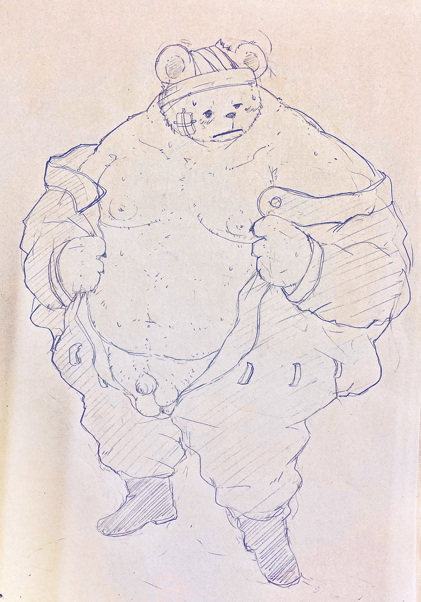 anthro balls belly buried_penis clothing genitals humanoid_hands kemono male moobs nipples overweight overweight_anthro overweight_male penis solo undressing dumdum one_piece bepo_(one_piece) bear mammal minkmen_(one_piece) polar_bear ursine 2020 hi_res