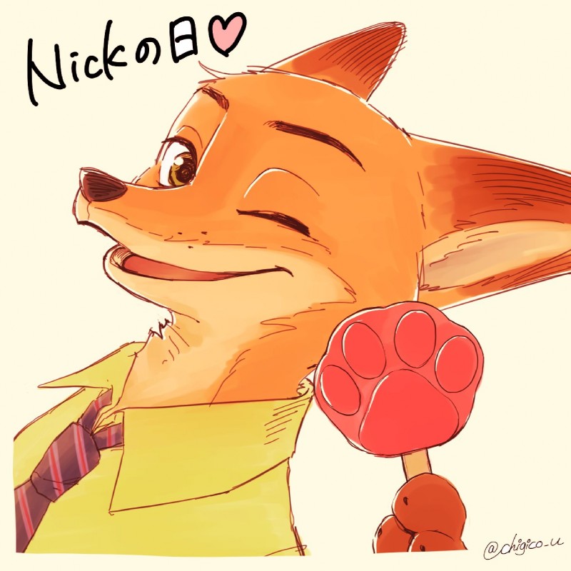 anthro clothing food fur male pawpsicle popsicle solo chigico_u disney zootopia nick_wilde canid canine fox mammal red_fox true_fox 1:1 2019 hi_res